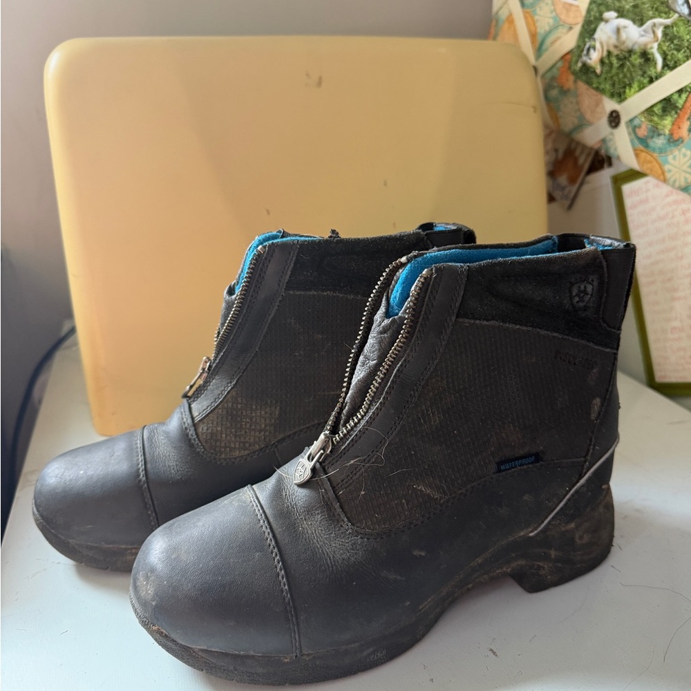 Ariat Black Ankle Boots with Blue Lining